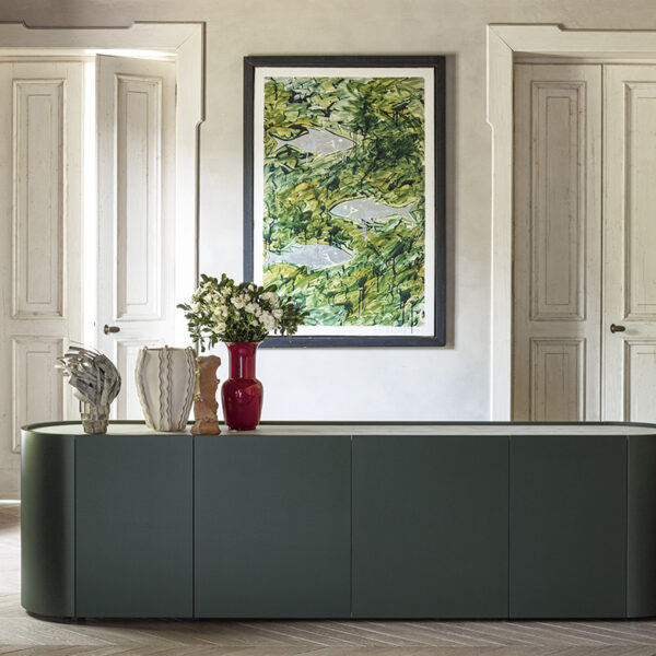 “Dedalo by Pianca modern Italian nightstand – circular design with smooth lacquered finish”