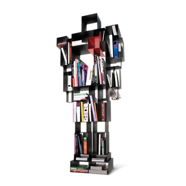 Robox Bookcase by Casamania & Horm – Anthropomorphic Design by Fabio Novembre with Red Heart Accent