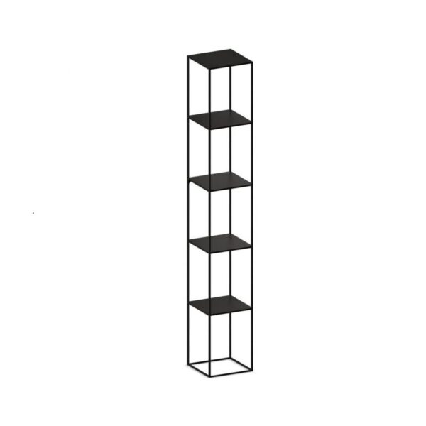 Tall minimalist column shelf with slim steel structure by Zeusnoto.