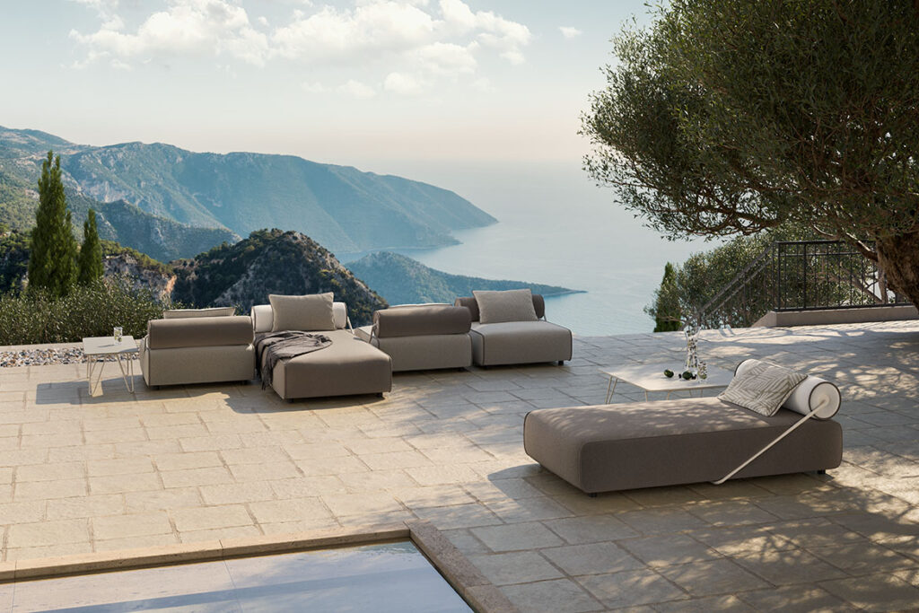 “Levante Out by Pianca modern Italian outdoor sofa – sleek weather-resistant design for patios”