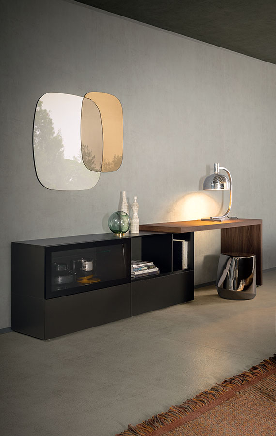 “Pianca Domino – contemporary wall-mounted media unit with minimalist Italian aesthetic”