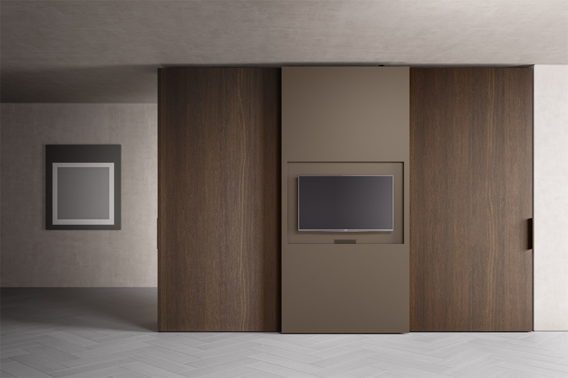“Pianca TV Door – contemporary TV unit featuring clean lines and elegant storage compartments”