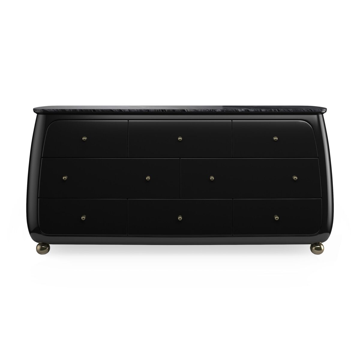 Caracole CABOCHON Dresser, featuring a unique, multi-faceted or sculpted drawer front design, creating a distinctive textural and visual effect.