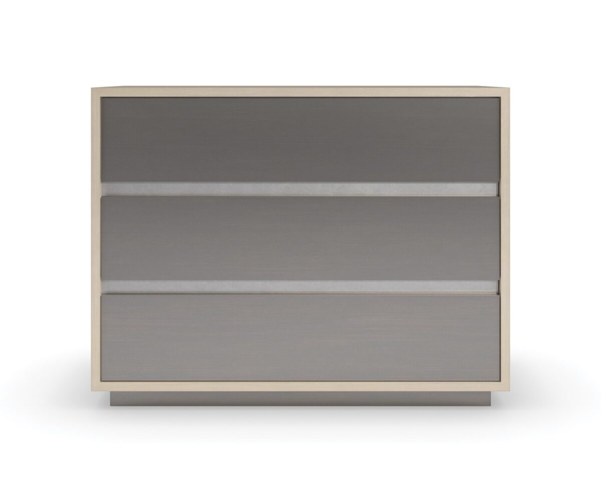 Contemporary large nightstand with a sleek two-tone finish and ample storage, FROM VITA DUO Large Nightstand by Caracole.