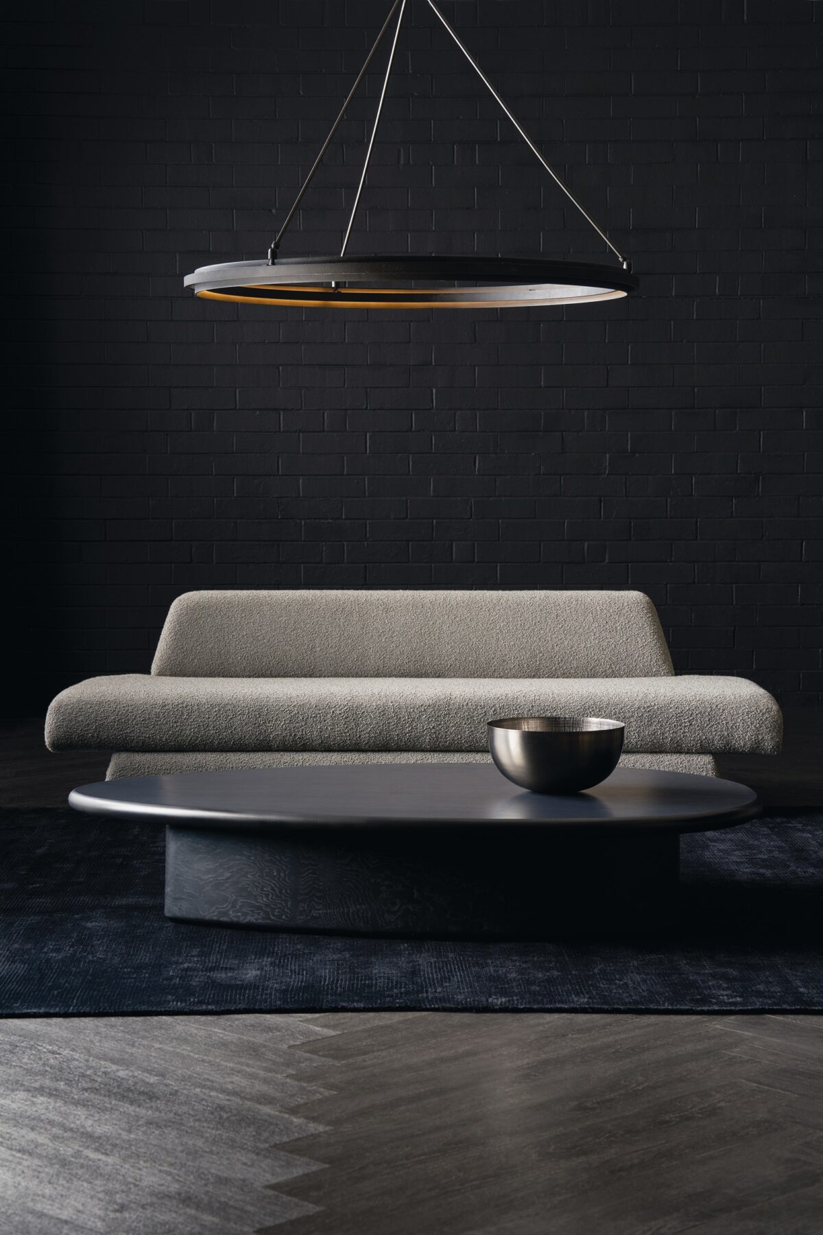 "Chic and modern Nova Sofa by Caracole, featuring sleek lines, luxurious upholstery, and a refined design for a sophisticated and comfortable living room."