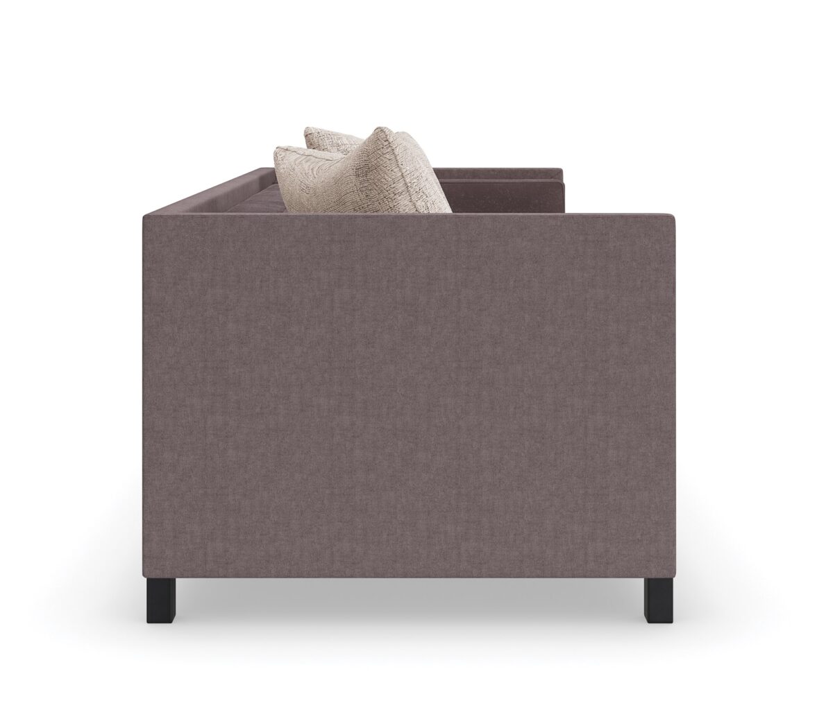 "Classic and refined Tuxedo Sofa by Caracole, featuring a sleek, structured design with plush cushions for a sophisticated and comfortable addition to any living room."