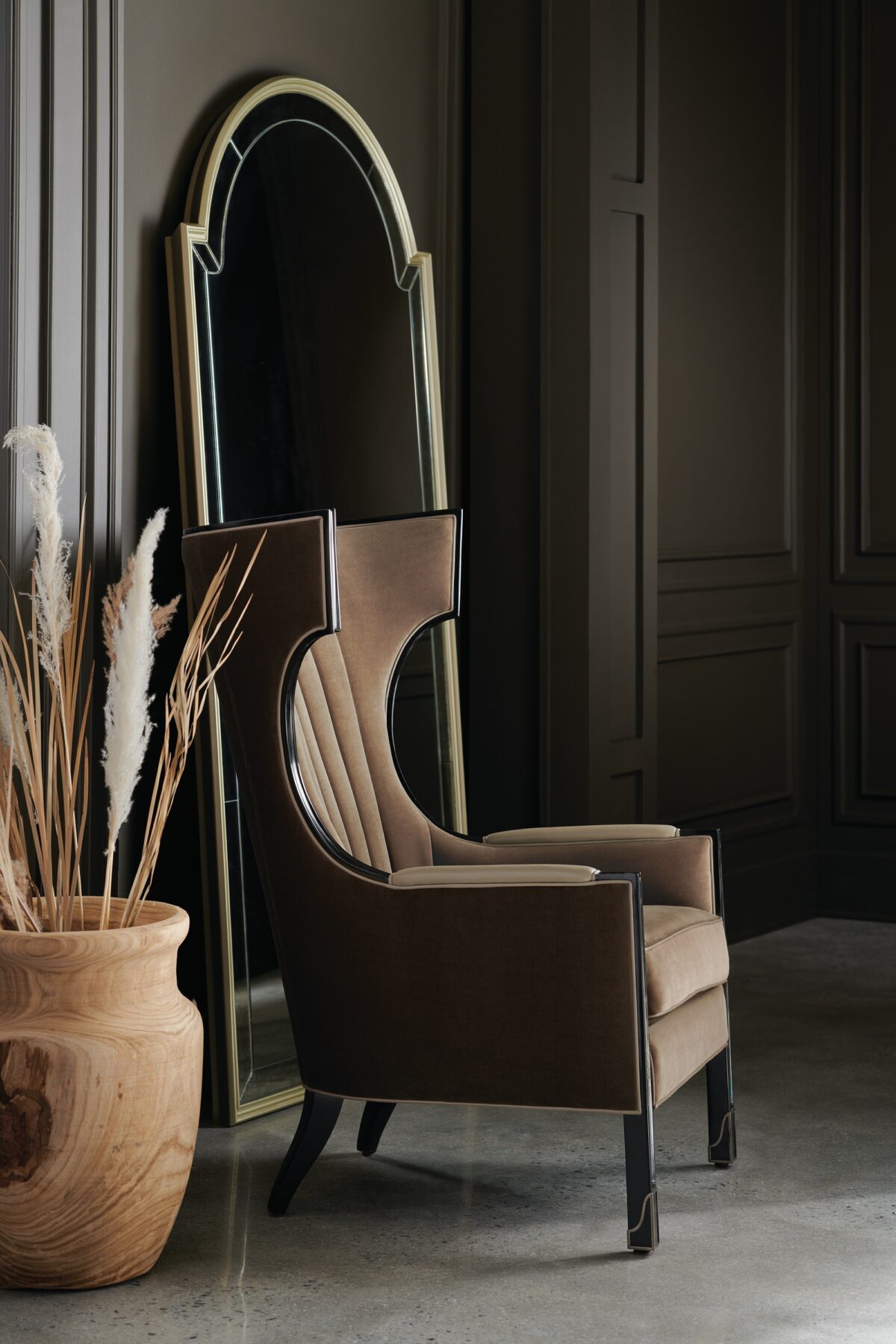 "Striking and elegant Big Reveal collection by Caracole, featuring bold designs and luxurious finishes that make a sophisticated statement in any modern living space."