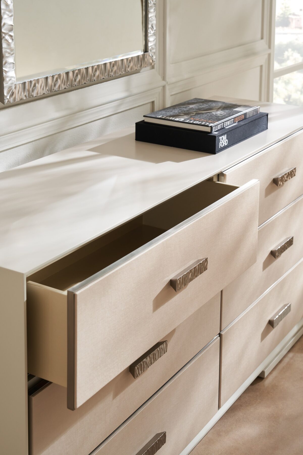 "Elegant and contemporary Silver Mirage collection by Caracole, offering sophisticated furniture with sleek, modern designs and luxurious finishes for a timeless living space."