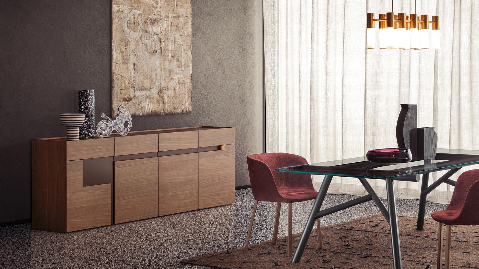 “Contemporary designer storage unit – Logos by Pianca featuring 3D textured doors and minimalist form”