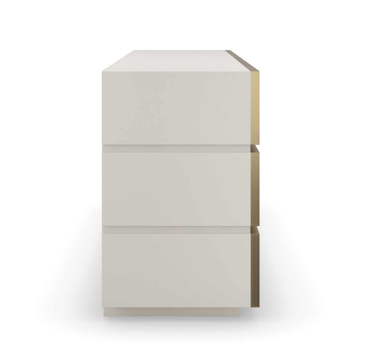 Modern dresser with a textured, layered facade and a sleek, low-profile design, BEDROCK Dresser by Caracole.