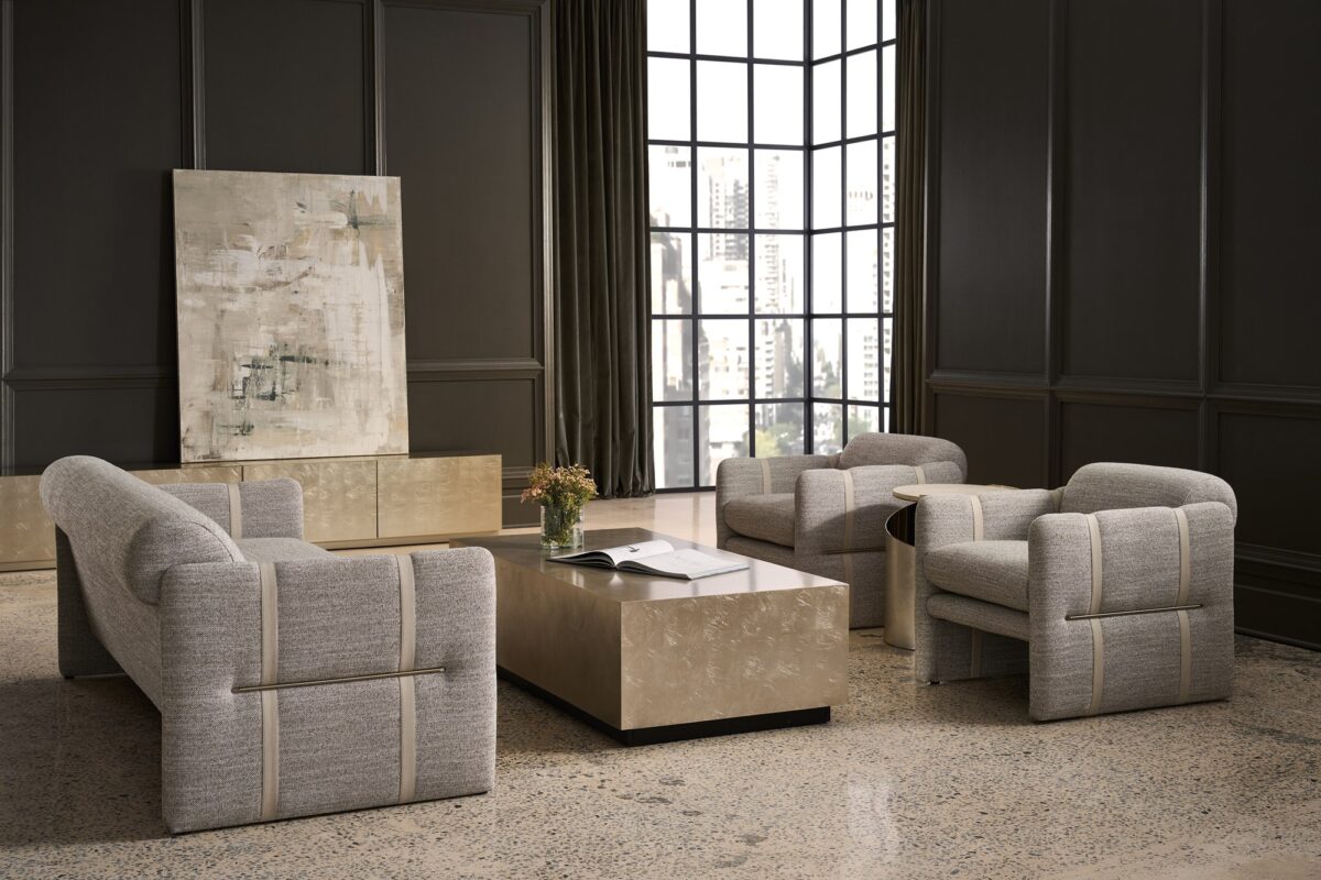 "Classic and refined Cigar Club Sofa by Caracole, featuring luxurious upholstery and sophisticated design for a distinguished and comfortable seating experience."