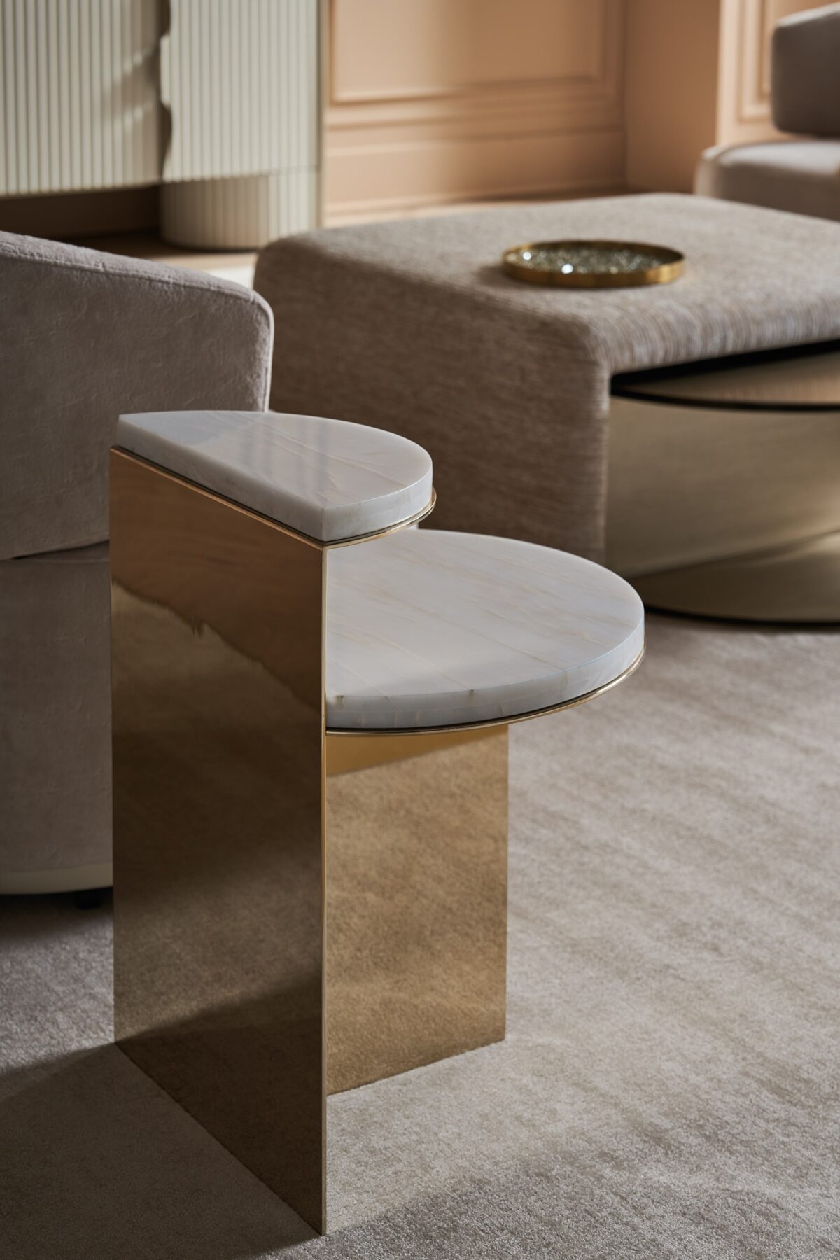 "Elegant and refined Olympia Sofa by Caracole, featuring plush upholstery and a contemporary design that adds timeless sophistication and comfort to any space."
