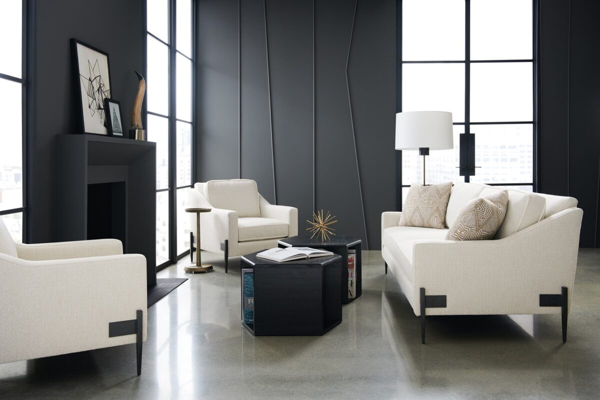 "Modern and stylish Remix Sofa by Caracole, featuring a sleek design with luxurious upholstery and clean lines for a sophisticated and comfortable living space."