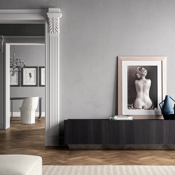 “Contemporary designer bed – Tosca by Pianca featuring soft curves and refined fabric finish”