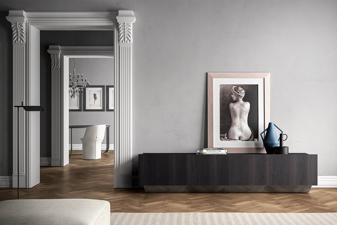 “Contemporary designer bed – Tosca by Pianca featuring soft curves and refined fabric finish”