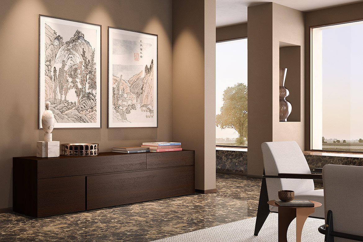“Quadra by Pianca modern Italian sideboard – clean lines with square geometric design”