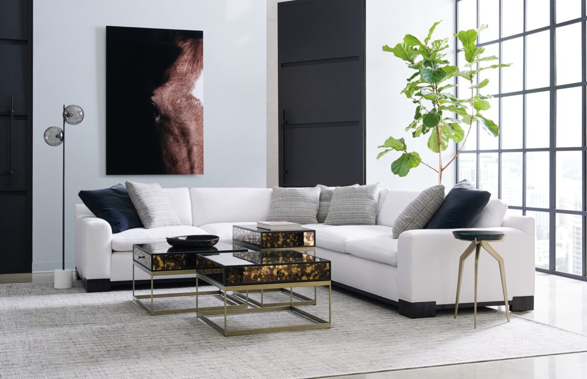 Indulge in the elegance of the Refresh Left Arm Loveseat by Caracole, combining sleek design with luxurious comfort for a refined living space.