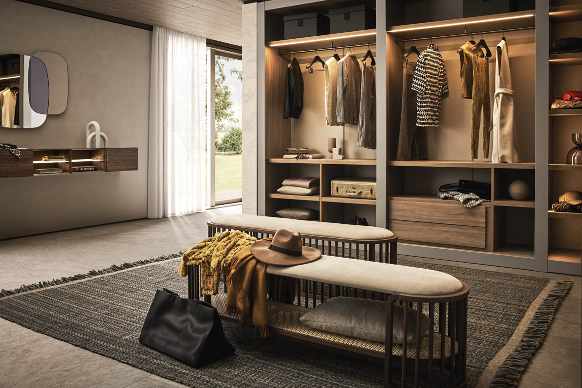 “Palù by Pianca designer bed – refined Italian design with open-slat wood headboard”