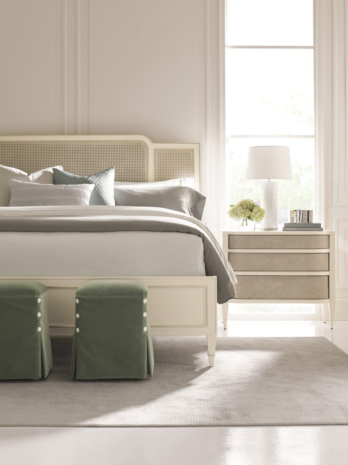 Modern chest of drawers with a unique wrapped exterior and contrasting metallic accents, DOUBLE WRAP by Caracole.