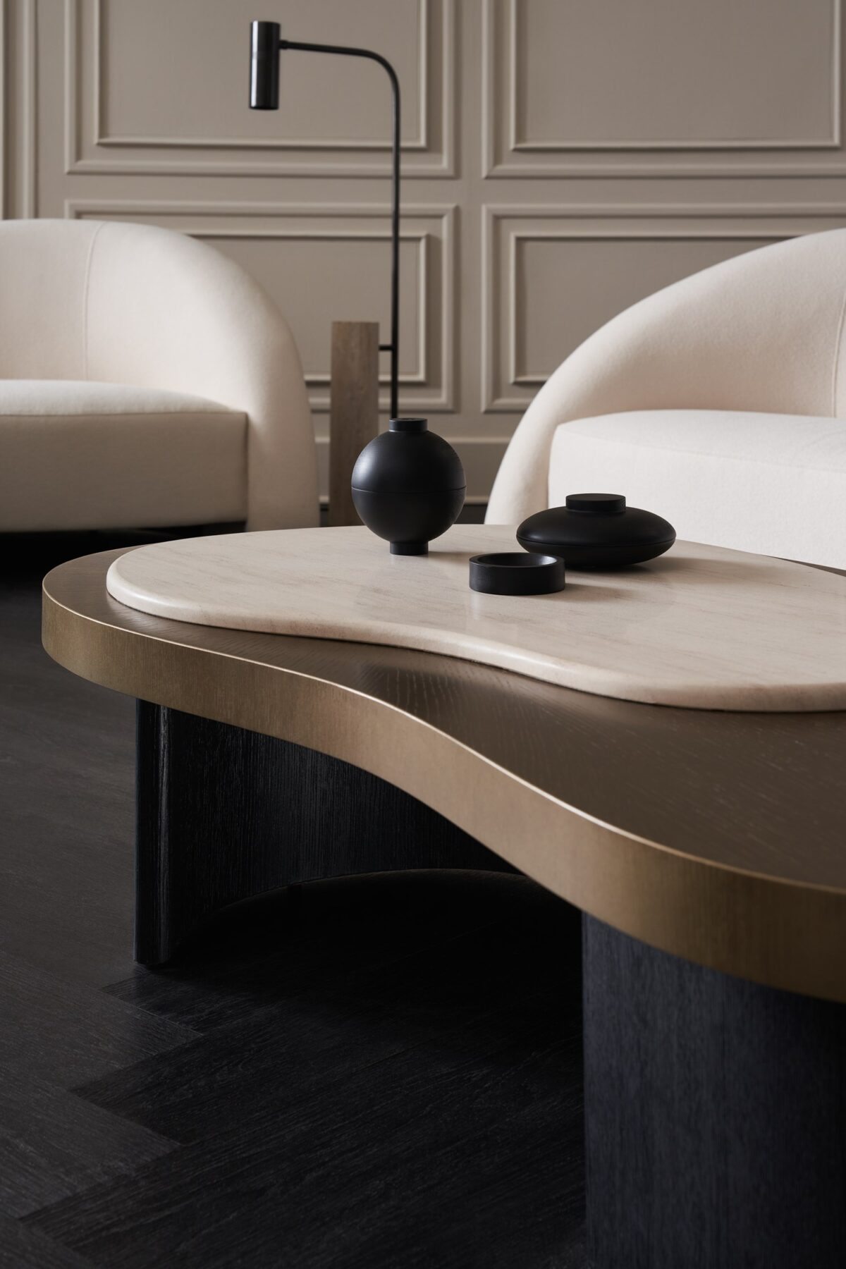 "Elegant and dynamic Movement Sofa by Caracole, featuring a modern design with plush cushions and sleek lines to elevate the style and comfort of any space."