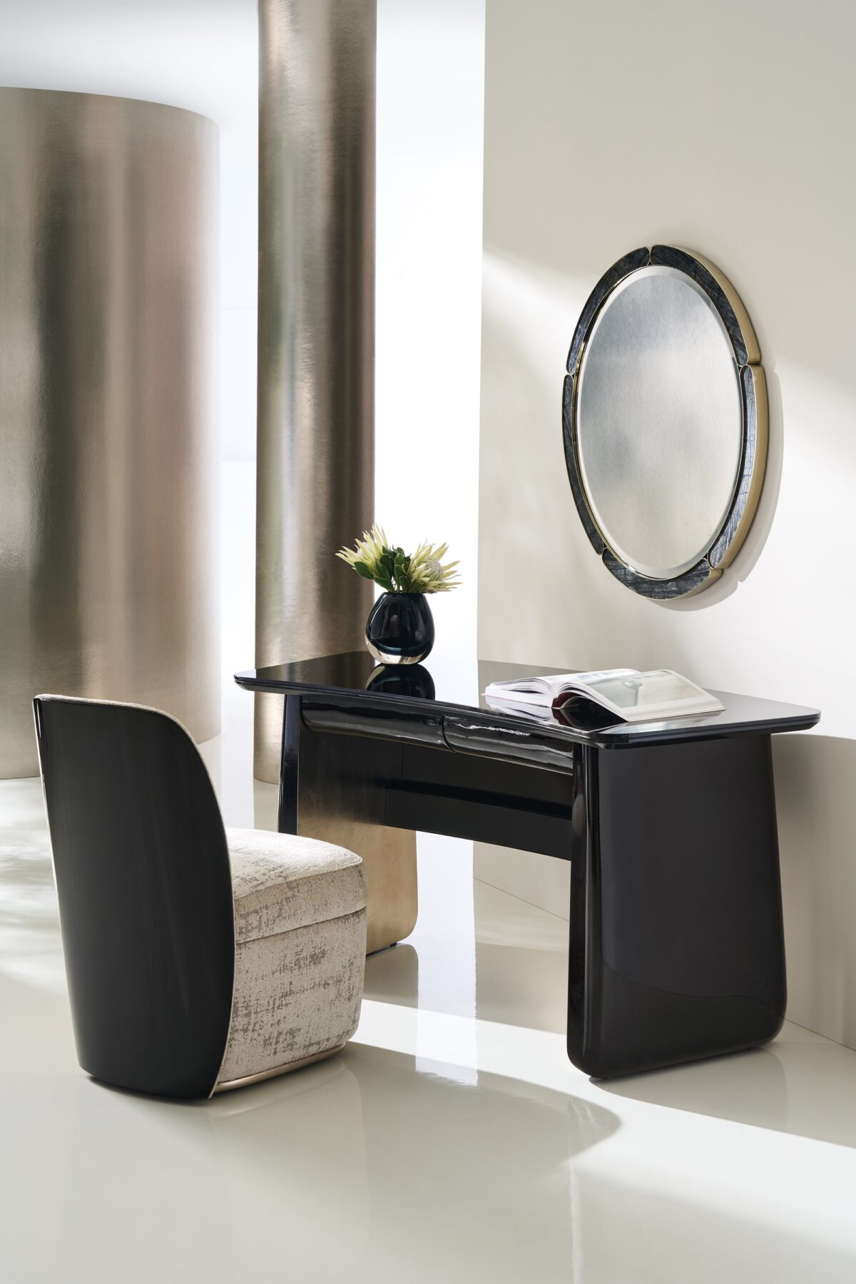 "Stylish and refined Cabochon Mirror by Caracole, featuring an elegant design with intricate detailing that enhances any modern or classic interior."