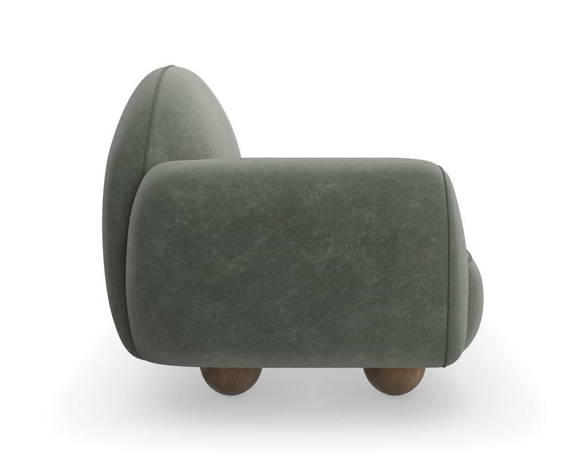The Cypress Chaise by Caracole (model M150-023-071-A) is a luxurious, Memphis-inspired piece that combines sculptural elegance with plush comfort. Its cloud-like silhouette and rich verdigris mohair-velvet upholstery make it a standout addition to any interior.