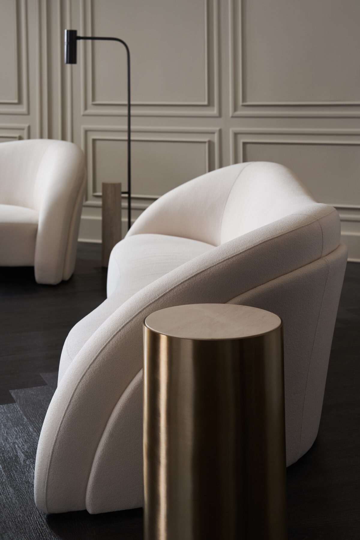 "Elegant and dynamic Movement Sofa by Caracole, featuring a modern design with plush cushions and sleek lines to elevate the style and comfort of any space."