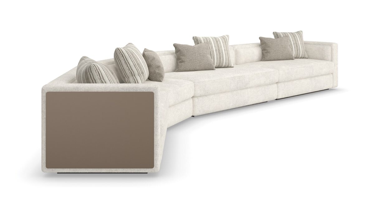 The Unity Armless Loveseat by Caracole (model M140-022-AL1-A) is a refined modular piece from the Caracole Modern Principles collection. It embodies a modern European aesthetic, characterized by clean lines, organic textures, and a harmonious blend of materials.
