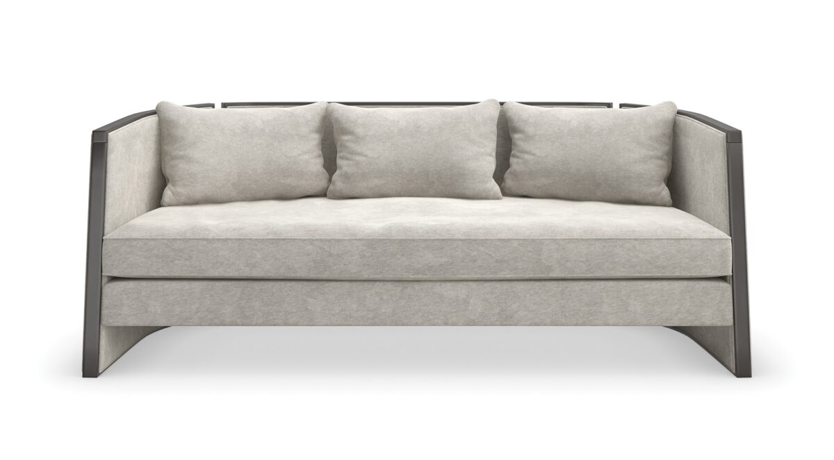 "Chic and contemporary Cut Away Sofa by Caracole, offering a striking design with clean lines and luxurious seating for a modern living space."
