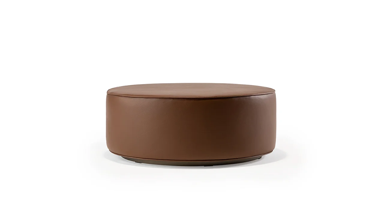 Circle Pouf by Reflex showcased in Royal Oak Michigan showroom, modern Italian luxury seating design.