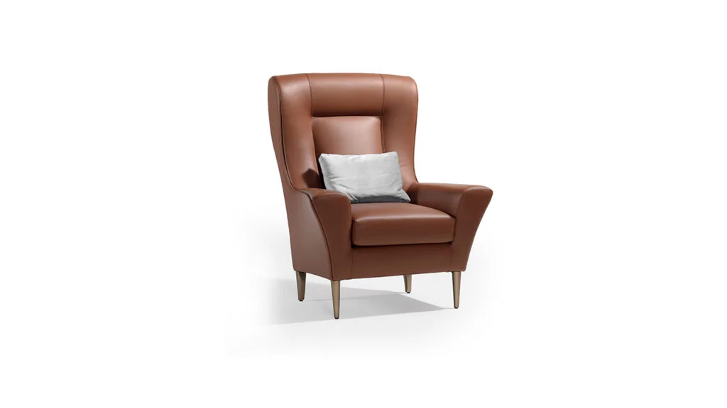 Bergere by Reflex modern armchair, upholstered in luxurious fabric, perfect for contemporary living rooms in Royal Oak, MI.