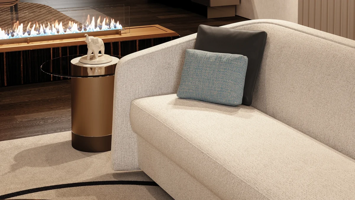 Modern Tau 40 Steel Vetro table by Reflex with glass and steel detail in Birmingham Michigan showroom