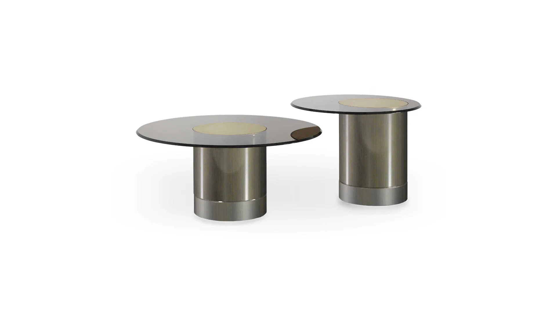 Modern Tau 40 Steel Vetro table by Reflex with glass and steel detail in Birmingham Michigan showroom