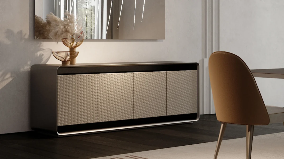 Oh Buffet by Reflex showcased in Royal Oak Michigan showroom, modern Italian luxury sideboard design.