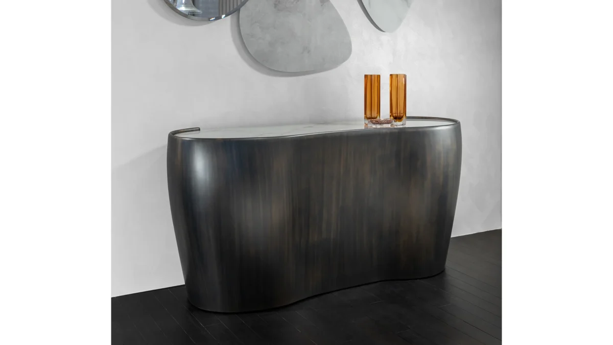 Coco De Mer Buffet by Reflex featured in Troy Michigan showroom, modern Italian luxury sideboard design.