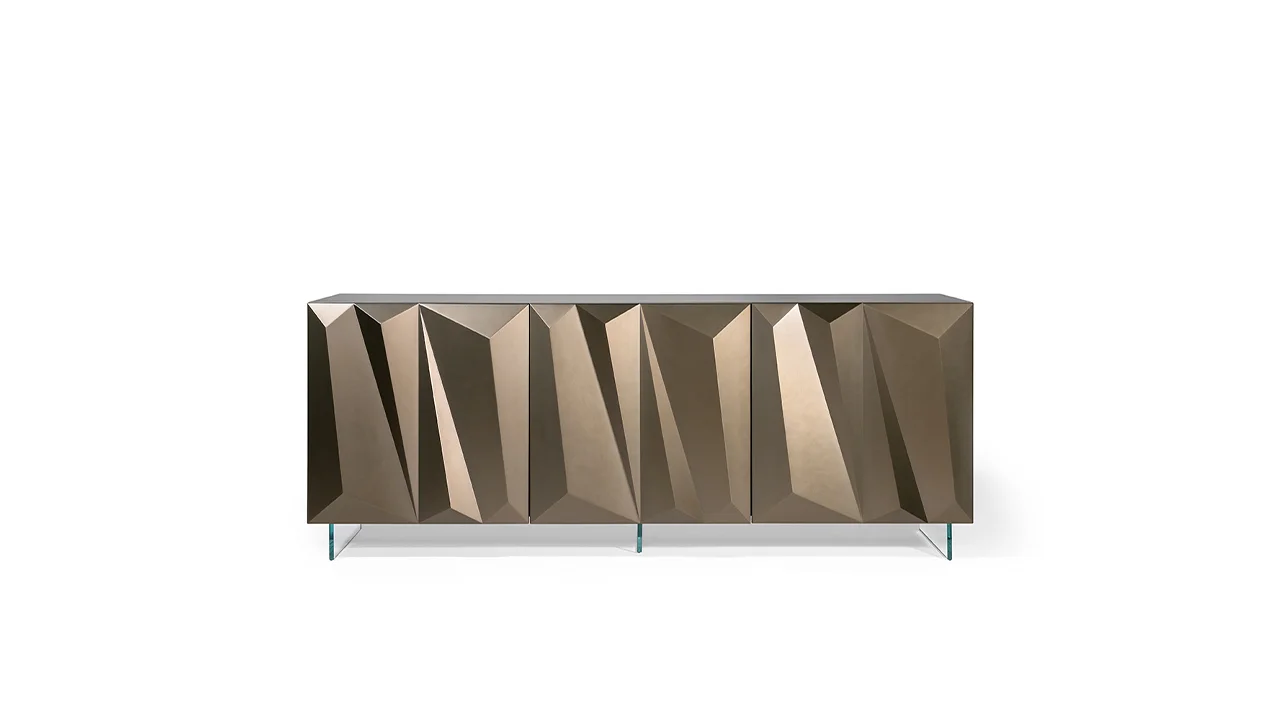 Quartz Buffet by Reflex featured in Birmingham Michigan showroom, modern Italian luxury sideboard design.