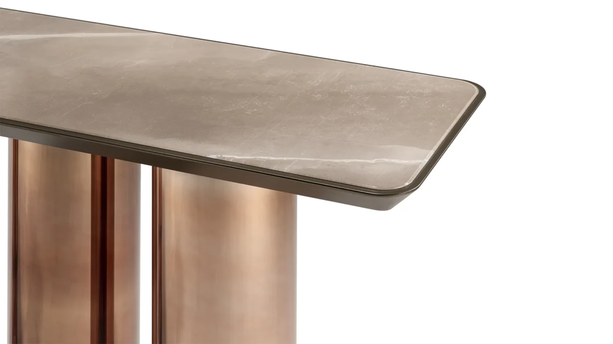 Lord Of The Rings Console Reflex sleek Italian console table with metallic circular accents perfect for refined homes in Troy Michigan