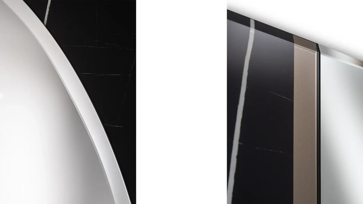 Mondrian Specchio by Reflex showcased in Troy Michigan showroom, modern Italian luxury mirror design.