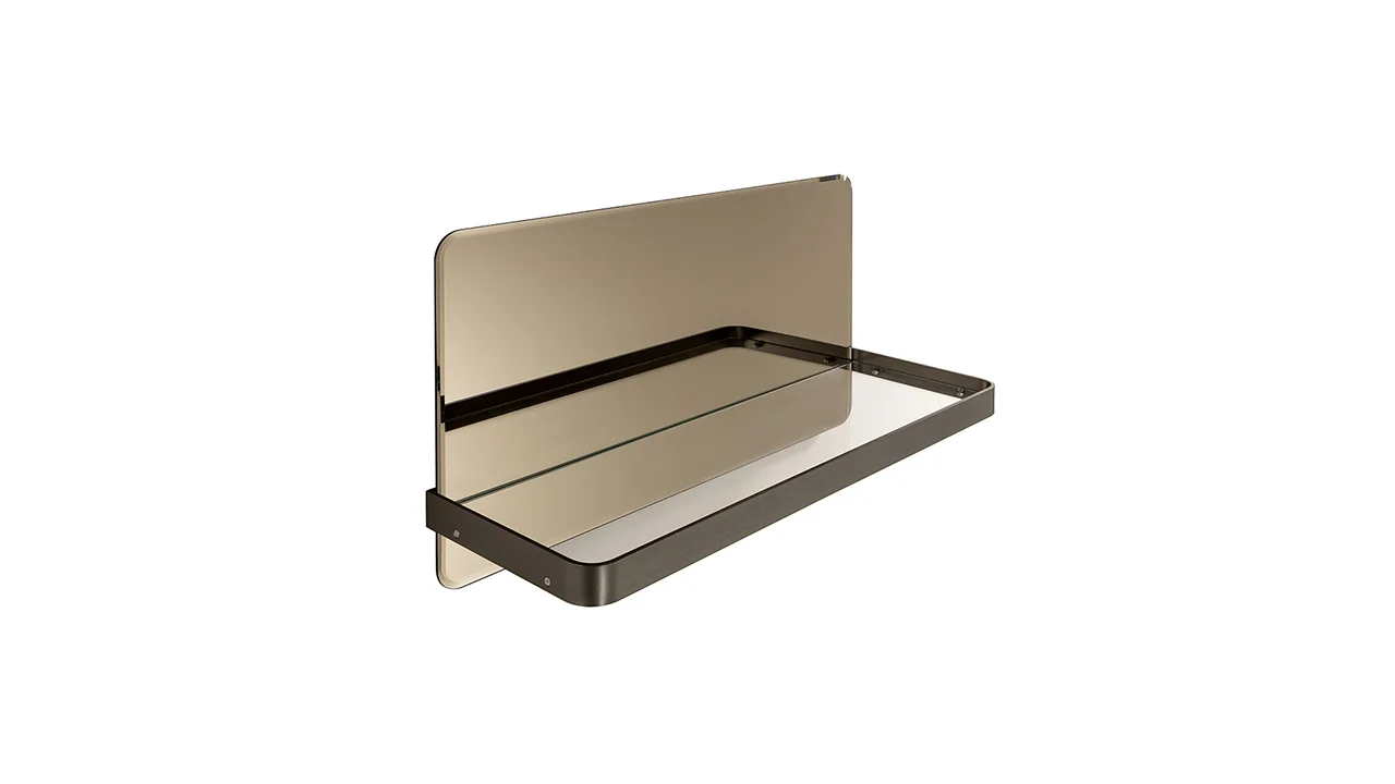 Shelf Mirror Reflex modern Italian mirrored shelf unit with lacquered trim tailored for luxury entryways in Royal Oak Michigan