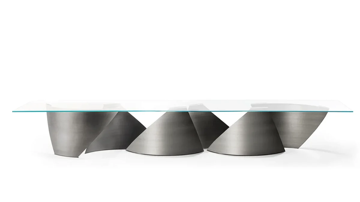 Modern Italian Vele 72 Bespoke sideboard with glass detail in Birmingham Michigan showroom