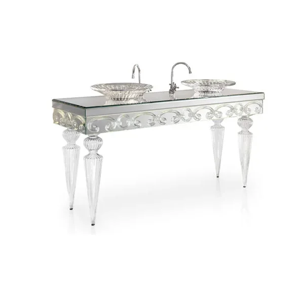 Casanova Spa glass dining table with sculptural base