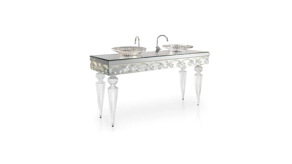 Casanova Spa glass dining table with sculptural base
