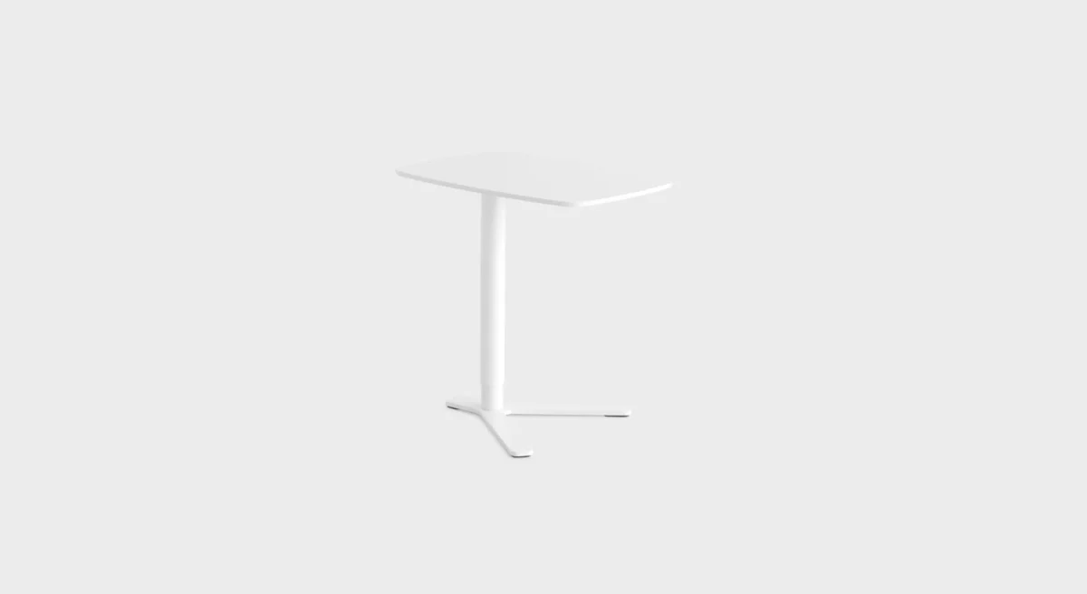 “Lapalma T80 E table in matte black steel frame with walnut veneer top, positioned in a chic café corner.”
