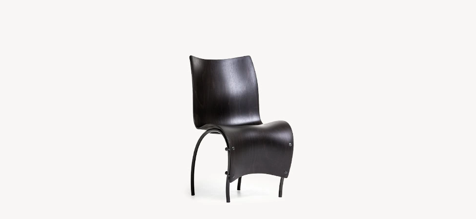 1 Skin by Moroso in sculptural Italian leather “skin” upholstery, front view in a Royal Oak Michigan showroom