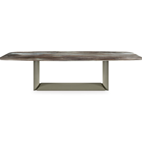 “DRAGON Crystalart by Cattelan Italia – luxury Italian dining table with printed glass top and sculptural metal base”