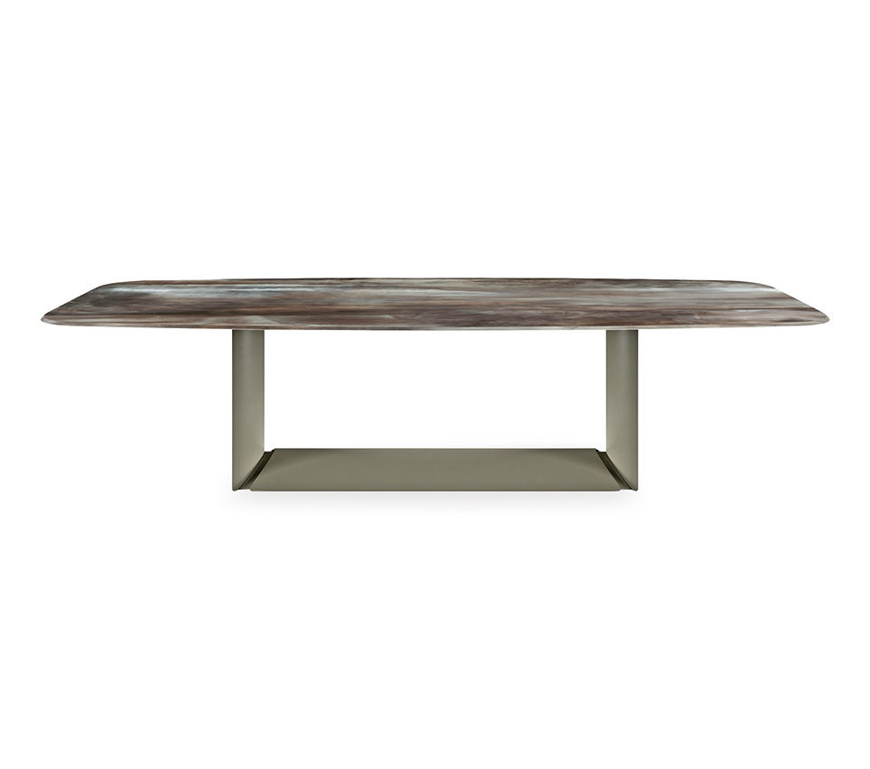 “DRAGON Crystalart by Cattelan Italia – luxury Italian dining table with printed glass top and sculptural metal base”