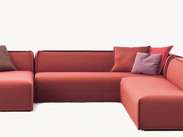 Masses Sofa by Moroso close-up of premium fabric texture and detailed raised seams at the Michigan Design Center