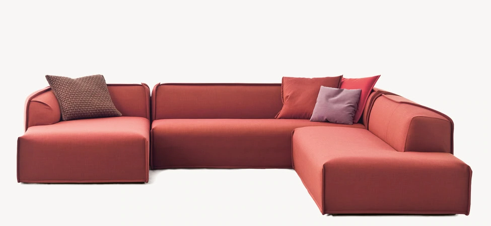 Masses Sofa by Moroso close-up of premium fabric texture and detailed raised seams at the Michigan Design Center