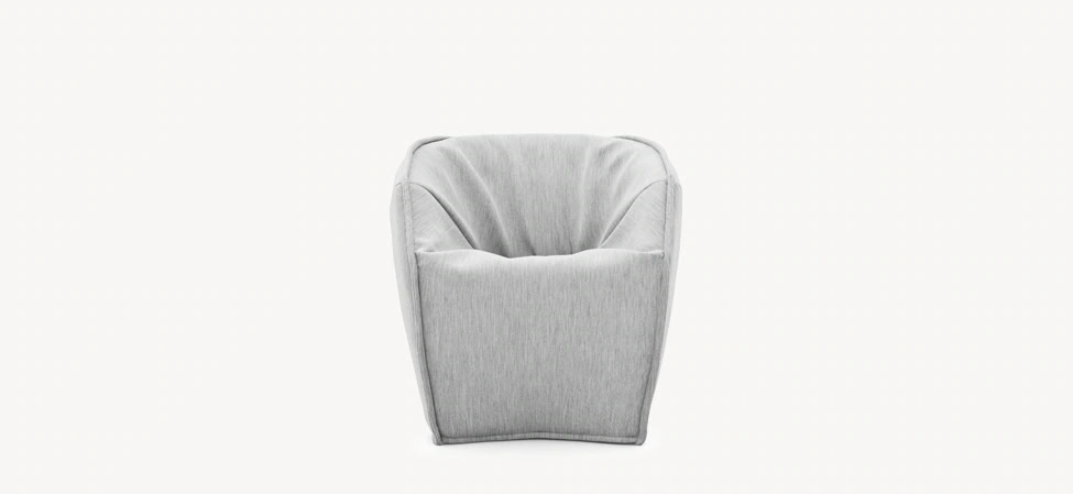 Massas by Moroso in contemporary Italian upholstery, front view in a Royal Oak Michigan showroom