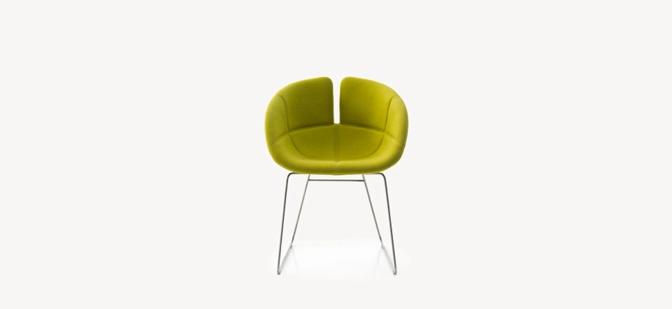 Fjord, armchair by Moroso top-down view illustrating sculptural contours and luxurious finish at the Michigan Design Center